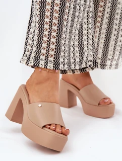 Dámské Sandały Z Eko Kůže Na Podpatku A Platformě Khaki model 21688928 - Boto