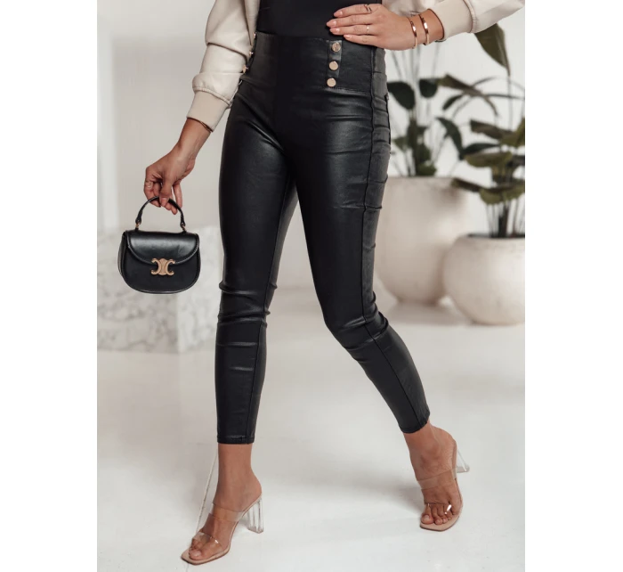Dámské voskované kalhoty s vysokým pasem černé model 21981132 - Dstreet