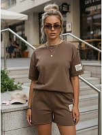 Dámská viskózová souprava s motýlem a šortkami hnědá FashionStreet AY1194 Dámská viskózová souprava s motýlem a šortkami hnědá FashionStreet AY1194