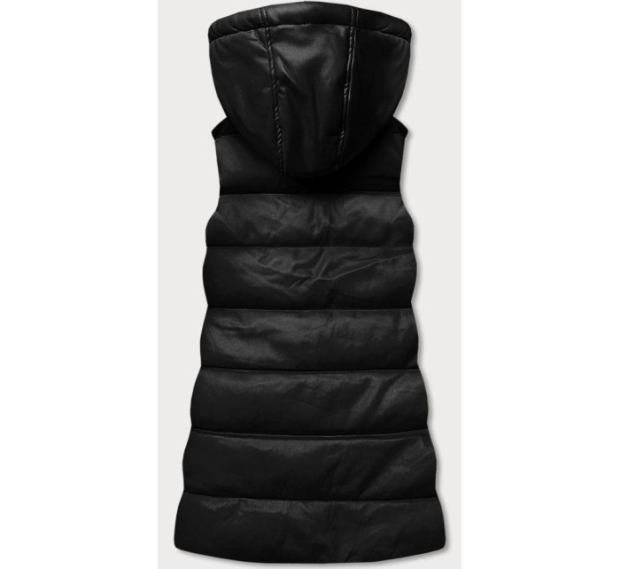 Teplá černá dámská vesta z eko kůže model 17505510 - HONEY WINTER