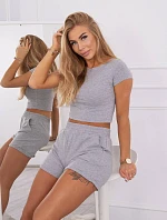 Bavlněná souprava se šortkami šedá