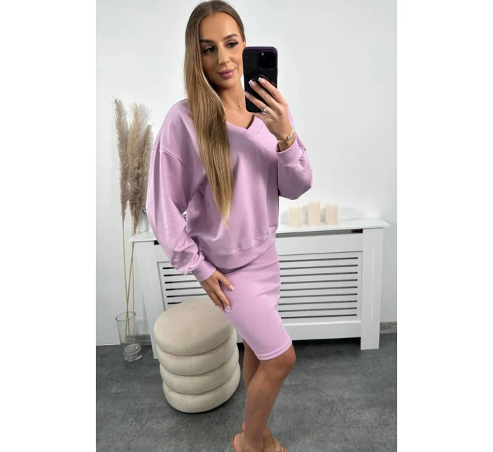 Halenka + pruhované šaty fialové