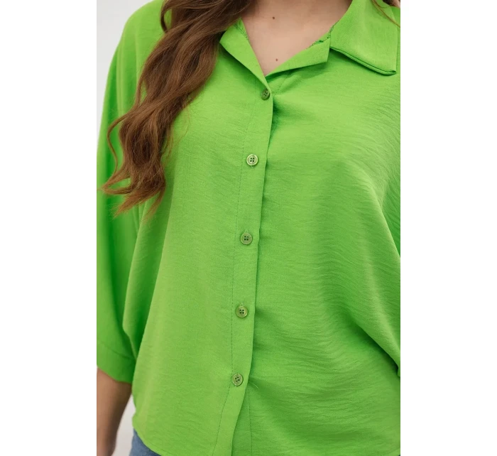 Oversized halenka se zapínáním na knoflíky jasně zelená