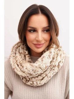Dámský vlněný melírovaný silný šál na zimu KN24 světlé béžový