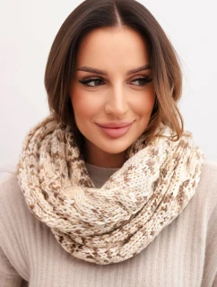 Dámský vlněný melírovaný silný šál na zimu KN24 světlé béžový