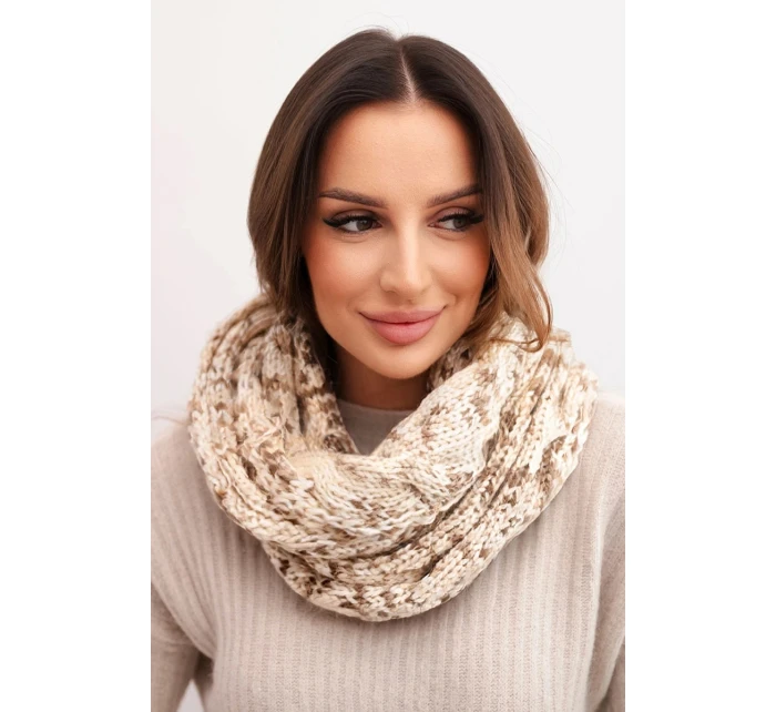 Dámský vlněný melírovaný silný šál na zimu KN24 světlé béžový