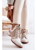 Kožené kozačky model 21576781 Světle béžová - Maciejka