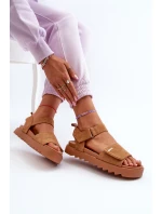 Dámské semišové sandály na platformě Big Star model 21655477 Hnědé - Big Star Shoes