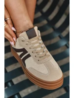 Sametové dámské tenisky na platformě Béžové model 21709523 - Boto Sametové dámské tenisky na platformě Béžové model 21709523 - Boto