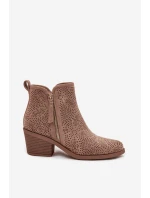 Dámské kovbojky na podpatku béžové model 21713537 - S.Barski Dámské kovbojky na podpatku béžové model 21713537 - S.Barski