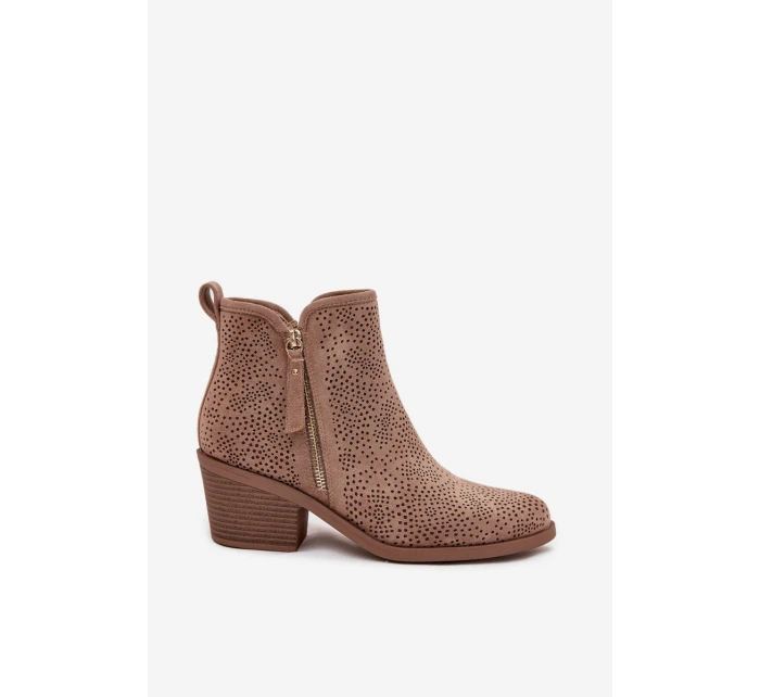 Dámské kovbojky na podpatku béžové model 21713537 - S.Barski Dámské kovbojky na podpatku béžové model 21713537 - S.Barski