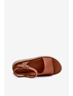 Kožené dámské sandály na platformě model 22208644 Camel - Maciejka Kožené dámské sandály na platformě model 22208644 Camel - Maciejka
