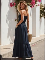 Dámské maxi šaty bez ramínek, tmavě modré, FashionStreet EY2668 Dámské maxi šaty bez ramínek, tmavě modré, FashionStreet EY2668
