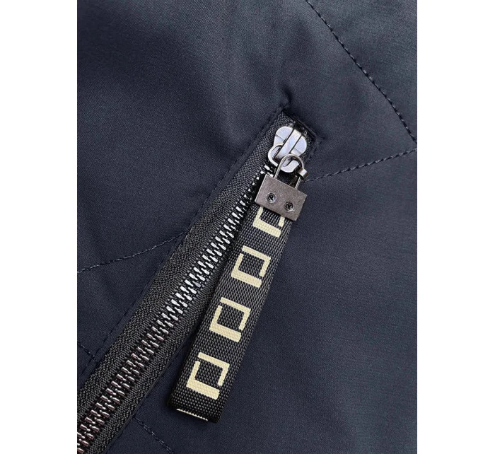 Tmavě modrá krátká dámská bunda se stojáčkem (5M3161)