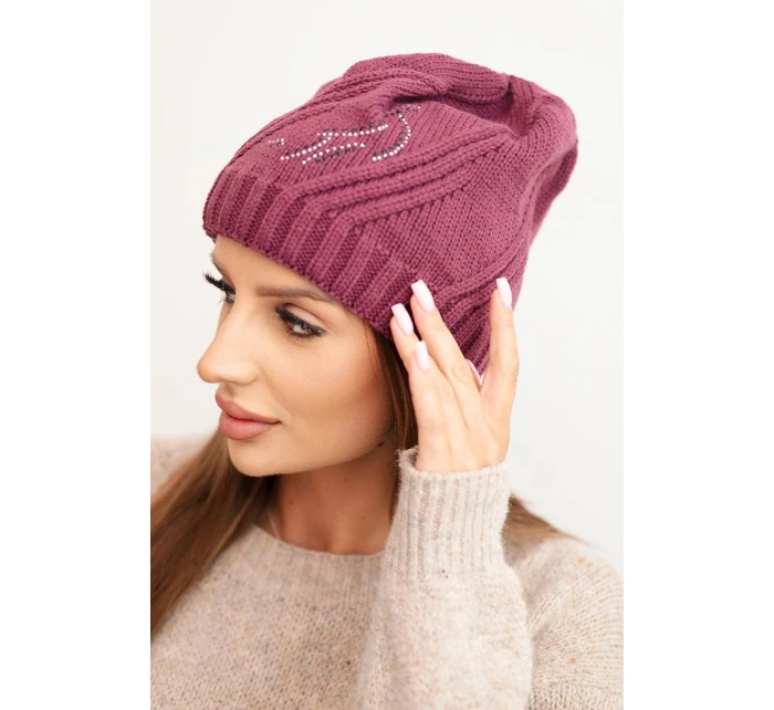 Dámská zimní čepice s vlnou volného střihu model 21782999 fialová - K-Fashion