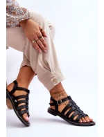 Kožené Sandály S řemínky Černe Lawren Kožené Sandály S řemínky Černe Lawren