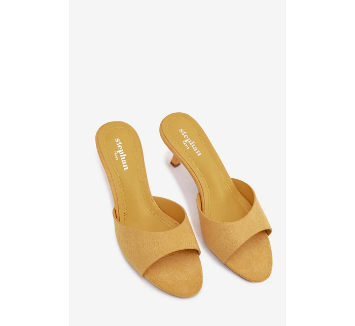 Žabky z semiše na podpatku Žluté model 22103096 - Boto