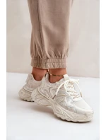 Dámské tenisky s odřením na platformě béžové Seladwen