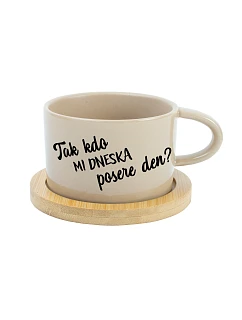 TAK KDO MI DNESKA POSERE DEN? - krémový hrníček makronka 200 ml