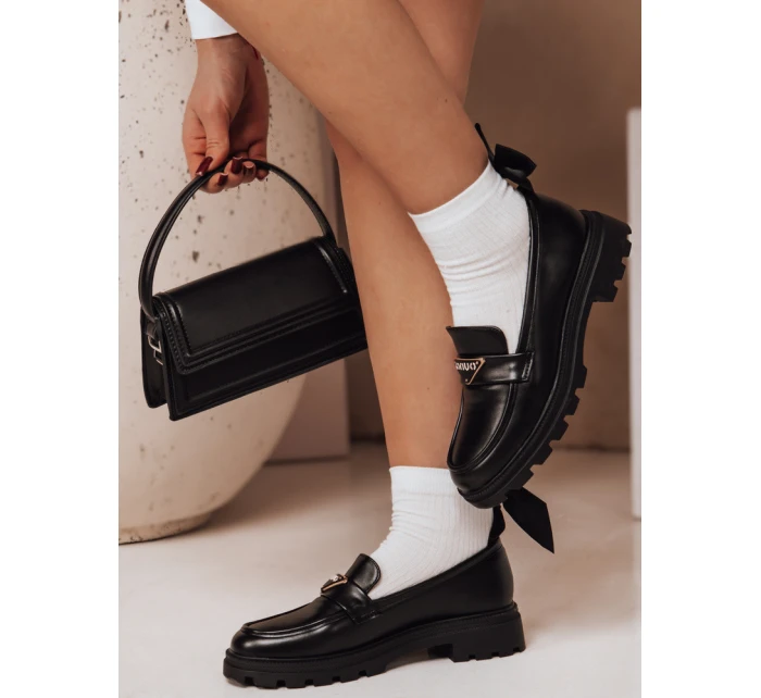 Dámské mokasíny s plochou podrážkou ELEGANCIO black FashionStreet ZY0708