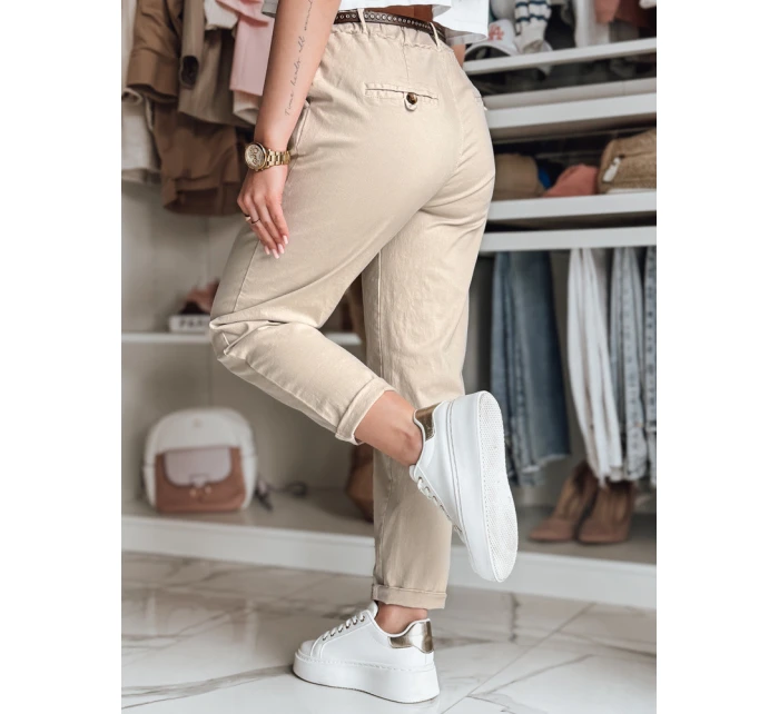 Dámské kalhoty chinos s páskem RELCIX light beige FashionStreet UY2585