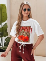 Dámské tričko oversize s třešní VISON bílé FashionStreet RY2876