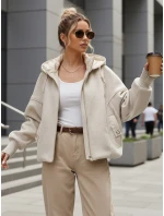 Kurtka damska przejściowa z odpinanym kapturem beżowa FashionStreet TY5639