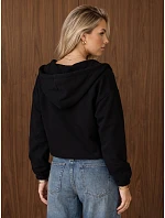 Dámská mikina s kapucí, rozepínací, zateplená, černá, FashionStreet BY1581 Dámská mikina s kapucí, rozepínací, zateplená, černá, FashionStreet BY1581