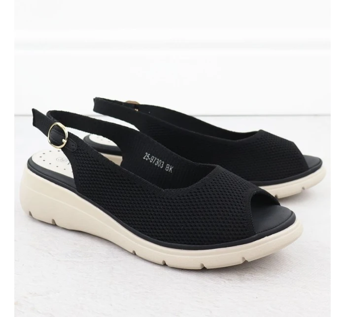 Dámské textilní sandály na platformě černé Vinceza 97303