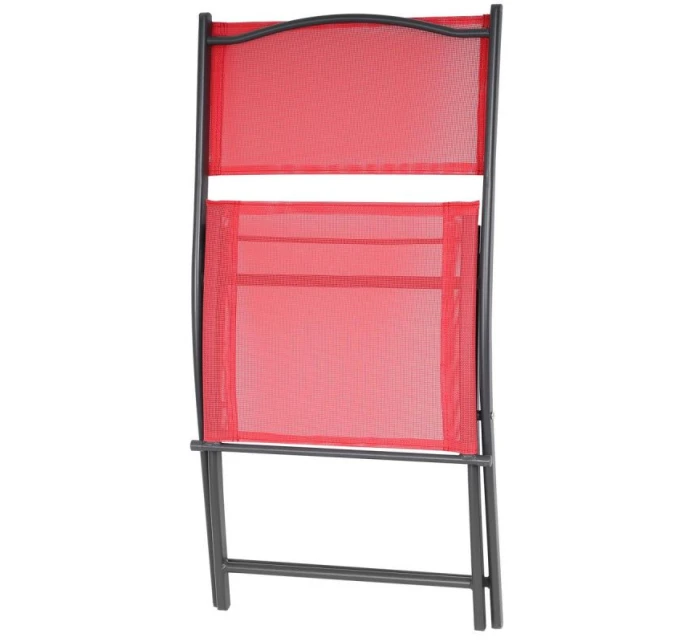 SADA BALKONOVÉHO NÁBYTKU KULATÝ STŮL A 2 SKLÁDACÍ ŽIDLE ČERVENÁ