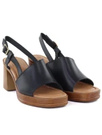 Sandały damskie na słupku czarne Potocki 54324