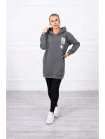 Mikina s kapucí a nášivkami grafitová