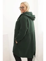 Dámská mikina zateplená Plus Size s kapucí a model 21480763 výstřihem hnědá - K-Fashion