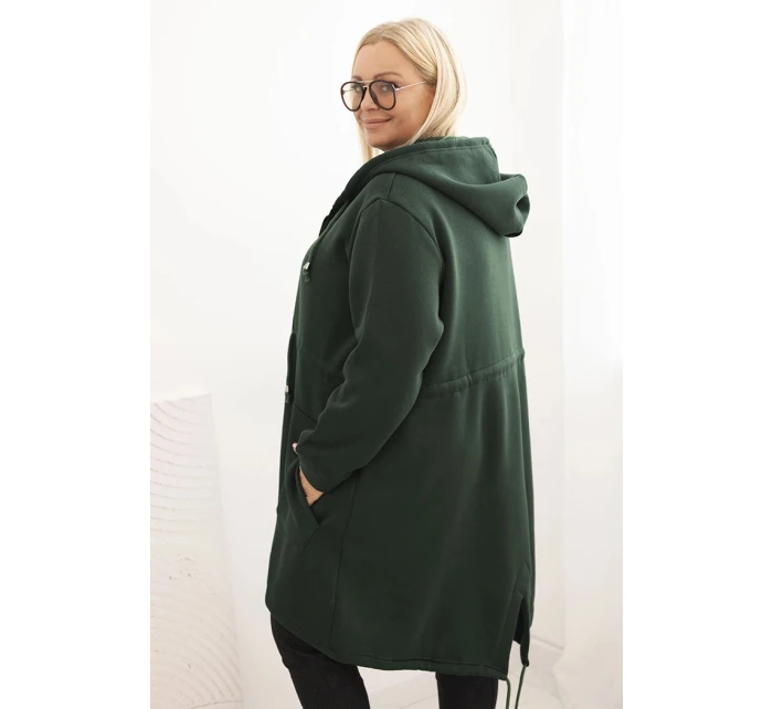 Dámská mikina zateplená Plus Size s kapucí a model 21480763 výstřihem hnědá - K-Fashion