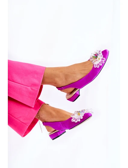 Semišové balerínky na  s zdobením tmavě růžovým Elena model 21589842 - Boto