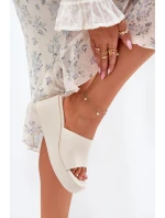 Dámské Pantofle Na Klínu Eko Kůže Světle Béžové Obenae Dámské Pantofle Na Klínu Eko Kůže Světle Béžové Obenae