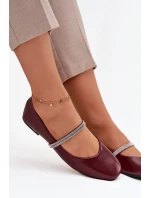 Dámské baleríny s pásky – bordó model 21834678 - Kesi