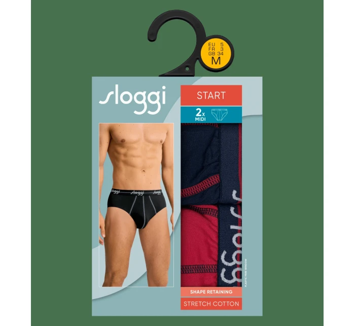 Pánské slipy Start Midi C2P box - BLUE - DARK COMBINATION - kombinace modré M008 - SLOGGI Pánské slipy Start Midi C2P box - BLUE - DARK COMBINATION - kombinace modré M008 - SLOGGI