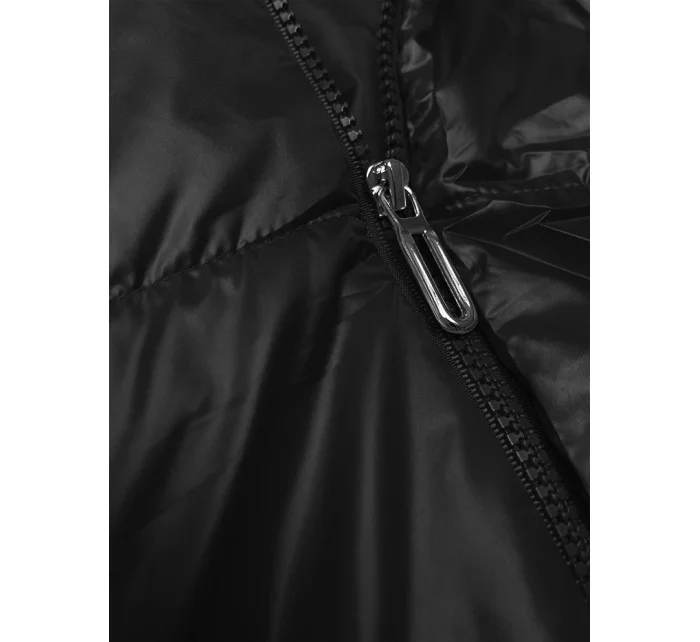 Černá péřová vesta s odepínací kapucí (B8247-1)