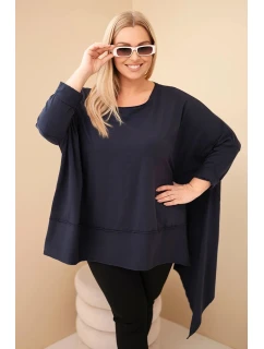 Dámská tunika Plus Size z bavlny s asymetrickým spodním lemem granátová