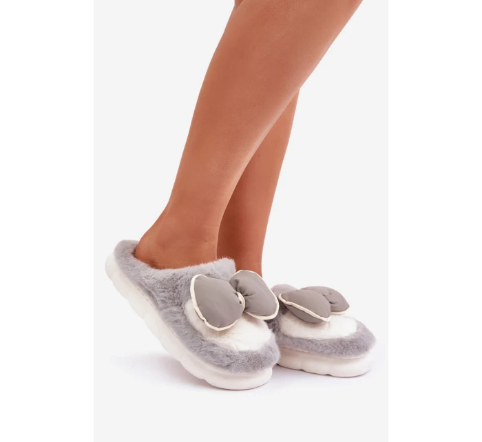 Pantofle S Mašlí Šedé model 21681727 - Boto Pantofle S Mašlí Šedé model 21681727 - Boto