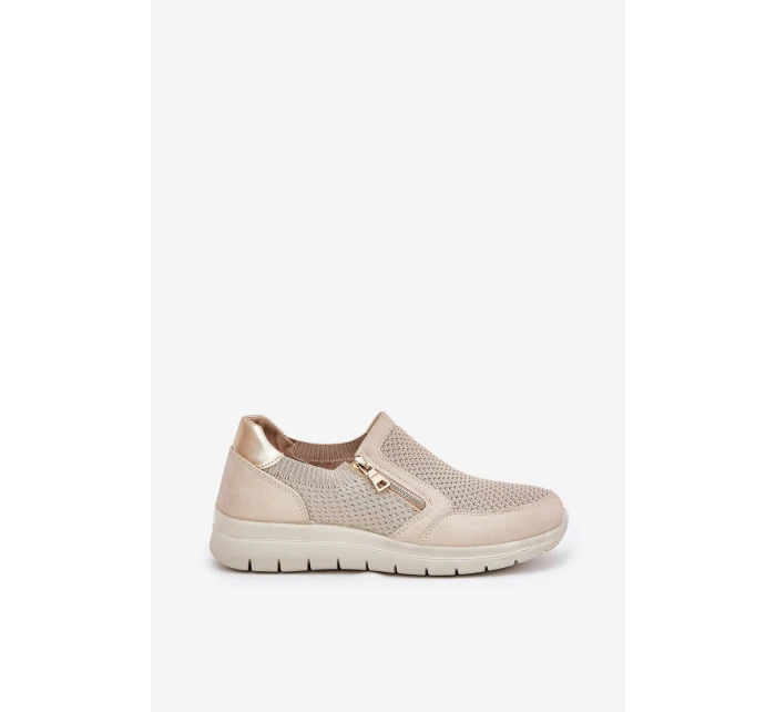 Dámské polobotky na platformě se zipem zlaté model 21689124 - EVENTO