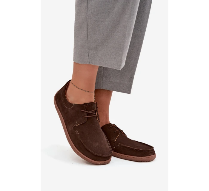 Dámské polobotky typu barefoot z přírodního semiše Zazoo 327 čokoládové