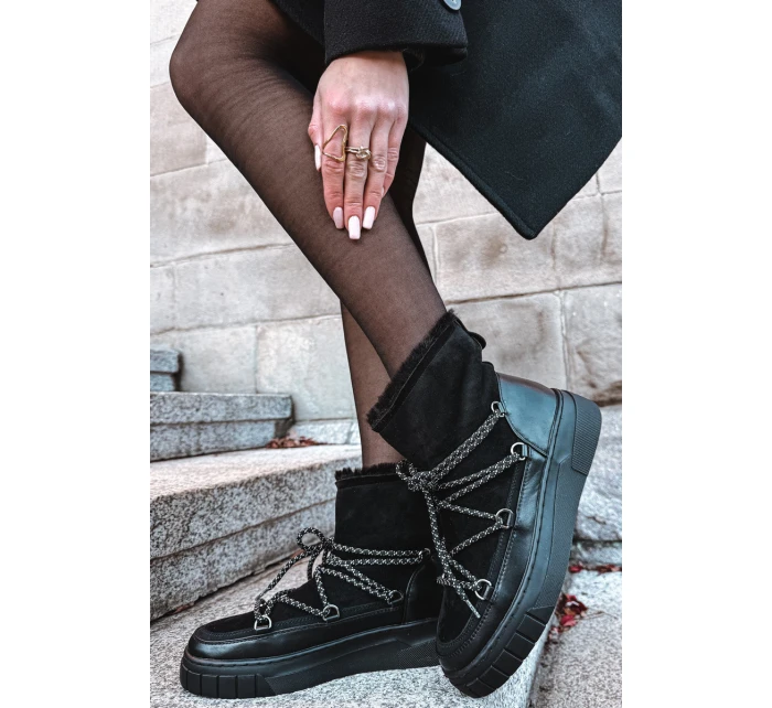 Dámské sněhule s šněrováním Černé model 21757757 - Boto Dámské sněhule s šněrováním Černé model 21757757 - Boto