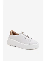 Kožené dámské tenisky na platformě s přezkou Vinceza 39973 Bílé Kožené dámské tenisky na platformě s přezkou Vinceza 39973 Bílé