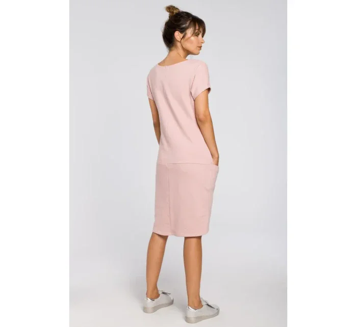 Midi šaty s kapsami ve  pudrové model 15096911 - BeWear