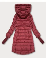 Dámská bunda v korálové barvě pro přechodné období s stahovacími lemy model 21389938 - FLY MODA Dámská bunda v korálové barvě pro přechodné období s stahovacími lemy model 21389938 - FLY MODA