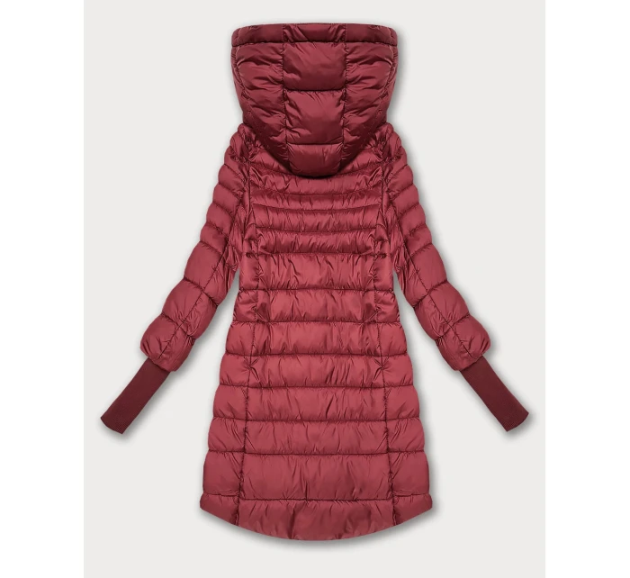 Dámská bunda v korálové barvě pro přechodné období s stahovacími lemy model 21389938 - FLY MODA Dámská bunda v korálové barvě pro přechodné období s stahovacími lemy model 21389938 - FLY MODA