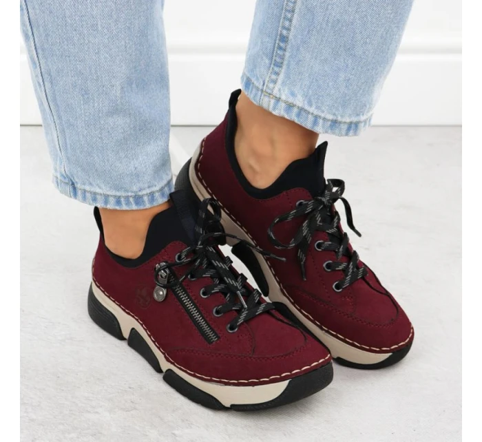 Pohodlné dámské polobotky bordó model 21905304 - Rieker Pohodlné dámské polobotky bordó model 21905304 - Rieker