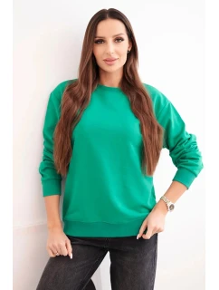 Dámská mikina s model 21494939 výstřihem basic z bavlny světle zelená - K-Fashion